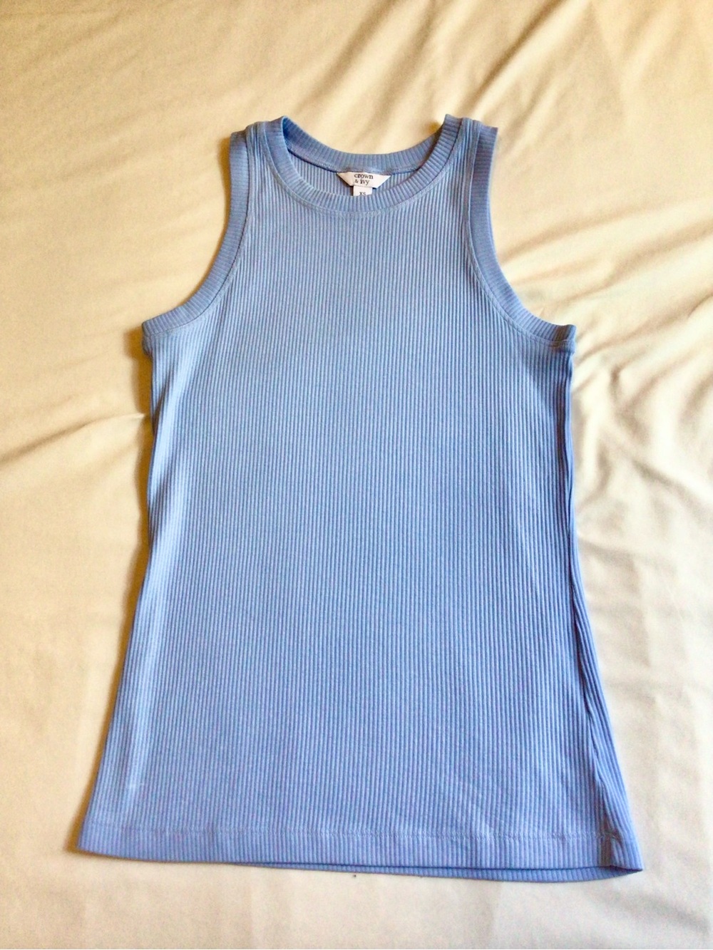 Crown & Ivy Sky Blue Ribbed Tank